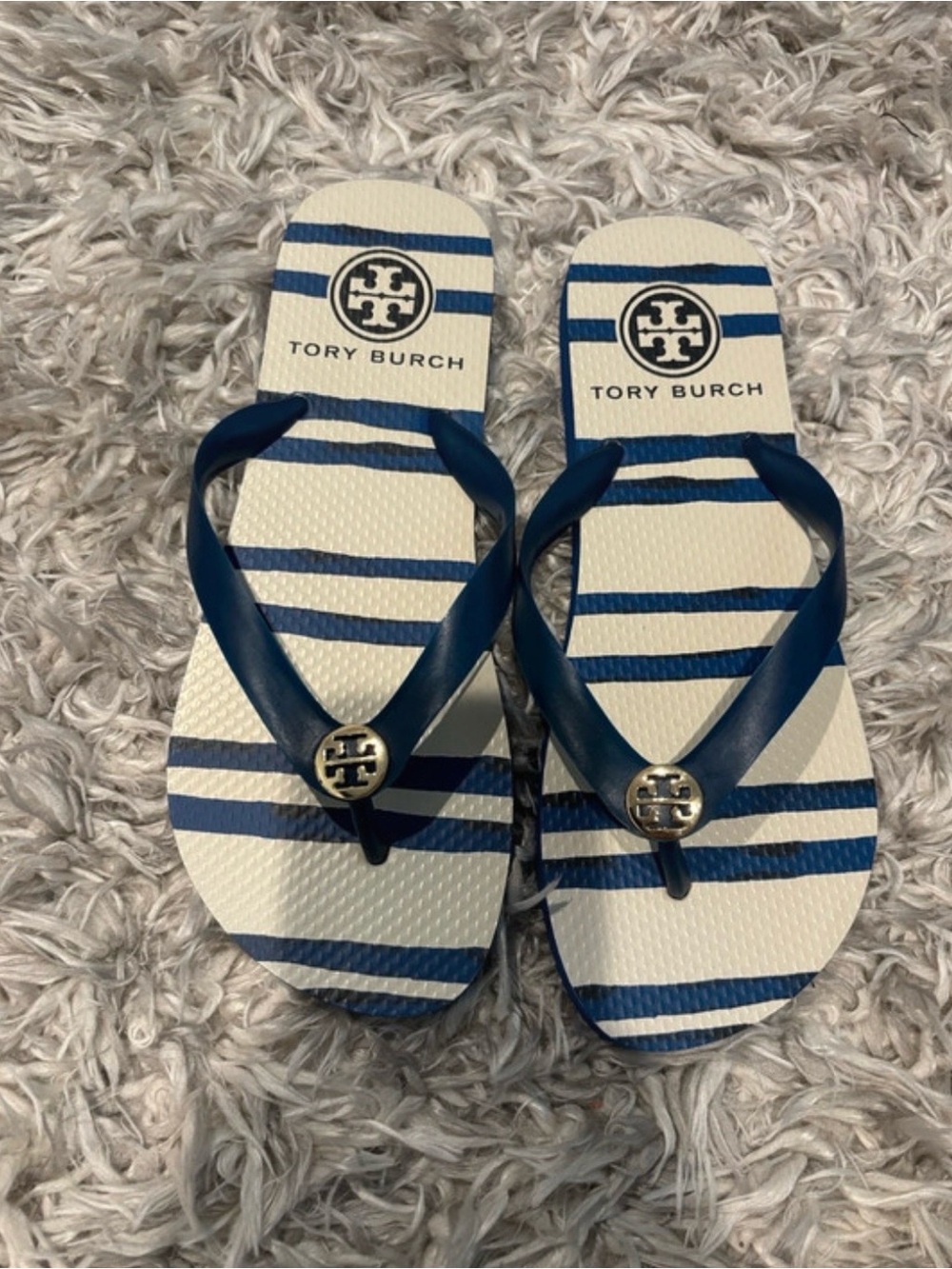 New Without Box Tory Burch Seafaring Stripe Flip Flops